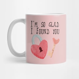 I'm so glad I found you, Heart-shaped Lock and Key Mug